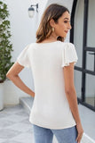 Frill Square Neck Flutter Sleeve Blouse - Trendsi