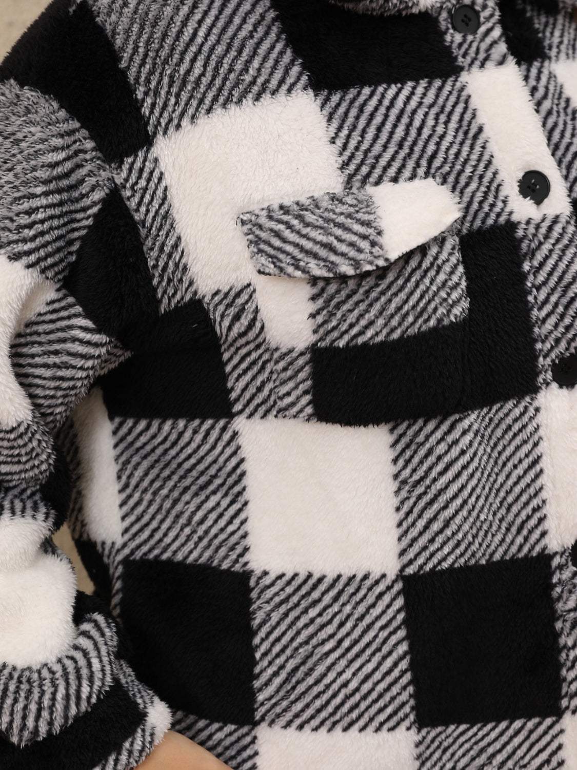 Plus Size Pocketed Plaid Collared Neck Jacket - Trendsi - Flyclothing LLC