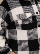 Plus Size Pocketed Plaid Collared Neck Jacket - Trendsi - Flyclothing LLC