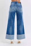 Judy Blue Full Size Distressed High Waist Wide Leg Jeans - Trendsi