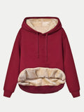 Drawstring Long Sleeve Hoodie with Kangaroo Pocket - Trendsi