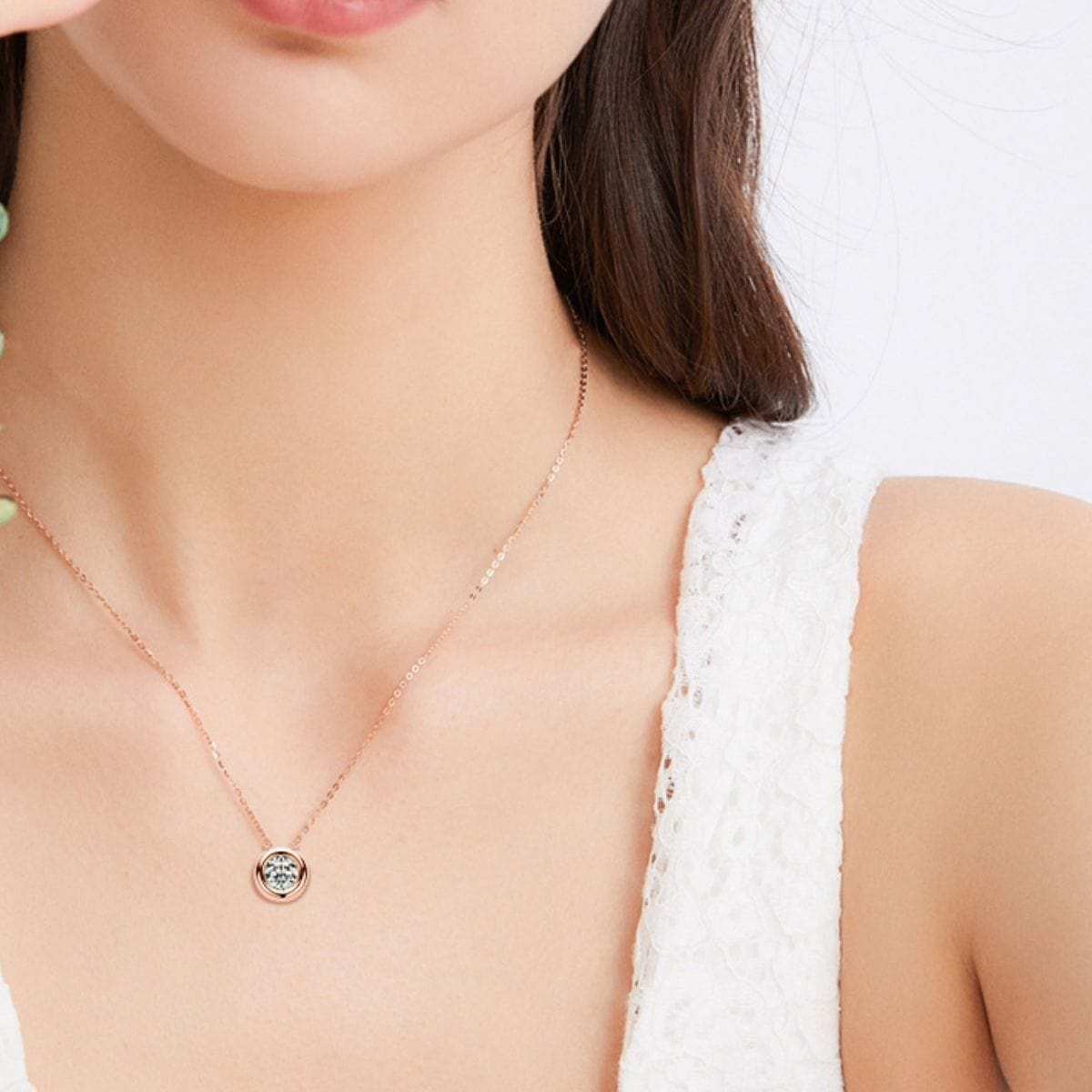 1 Carat Moissanite 925 Sterling Silver Necklace - Trendsi - Flyclothing LLC