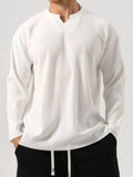 Men's Plus Size Notched Long Sleeve Top - Trendsi