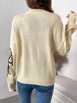 Perfee Mock Neck Dropped Shoulder Long Sleeve Sweater - Trendsi - Flyclothing LLC