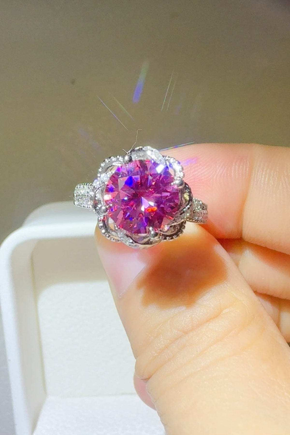 2 Carat Moissanite 925 Sterling Silver Flower Shaper Ring - Trendsi - Flyclothing LLC