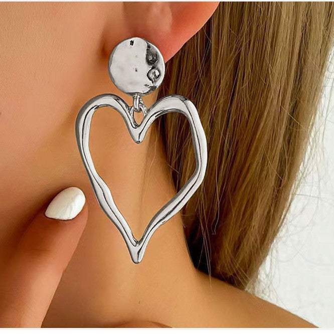 Women Fashion Geometric Heart Circle Drop Earrings Studs, Minimalist High End Daily Versatile Ear Ornaments - My Store - Flyclothing LLC
