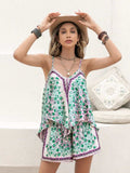Printed V-Neck Top and Shorts Set - Trendsi - Flyclothing LLC