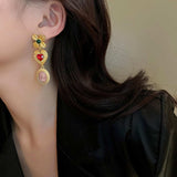 Copper Inlaid Rhinestone Vintage Earrings - Trendsi - Flyclothing LLC