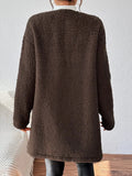 Open Front Long Sleeve Winter Coat - Trendsi