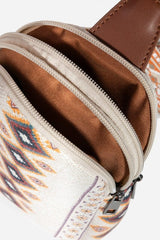 Fame Geometric Wide Strap Crossbody Bag - Trendsi