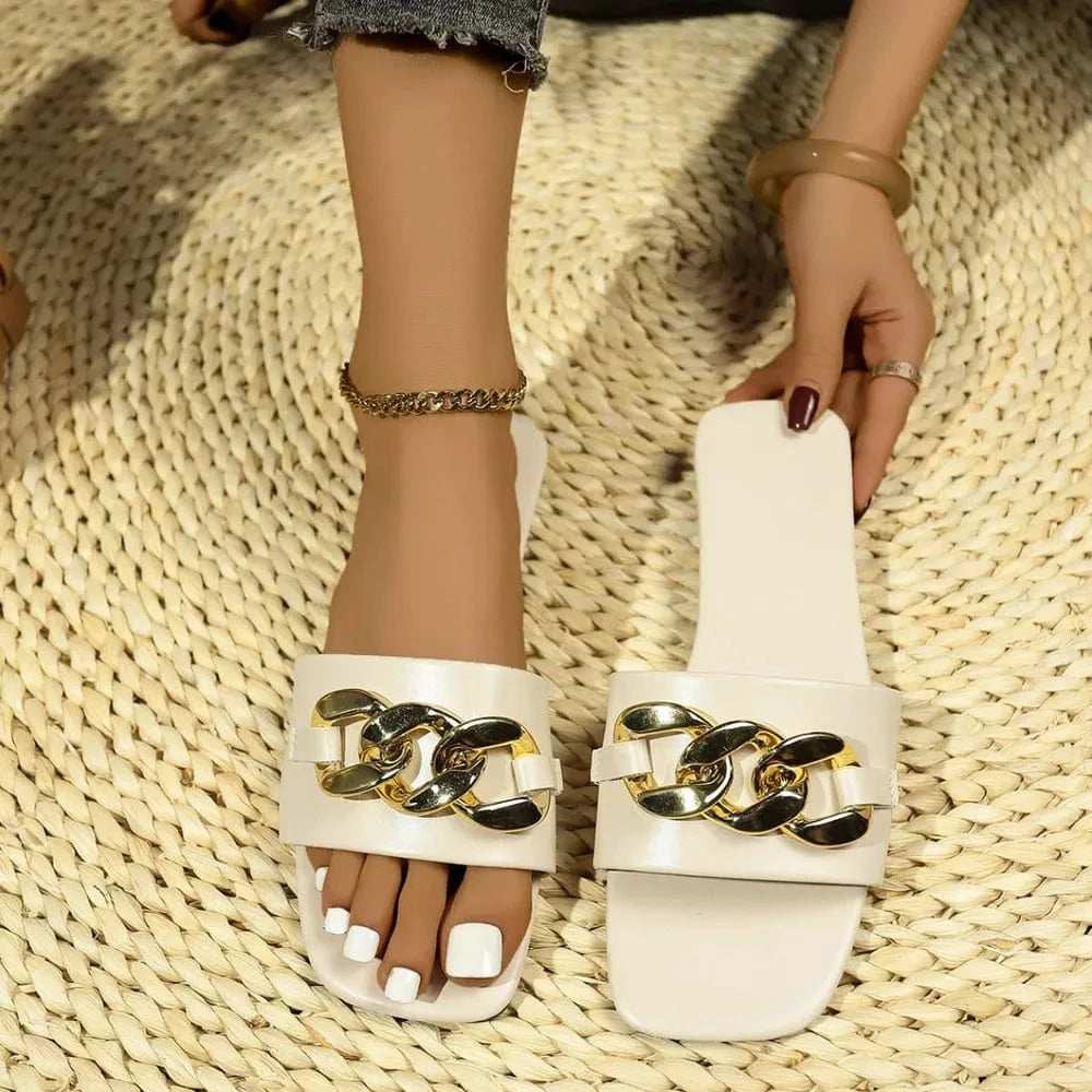 Open Toe Flats Sandals - Trendsi - Flyclothing LLC
