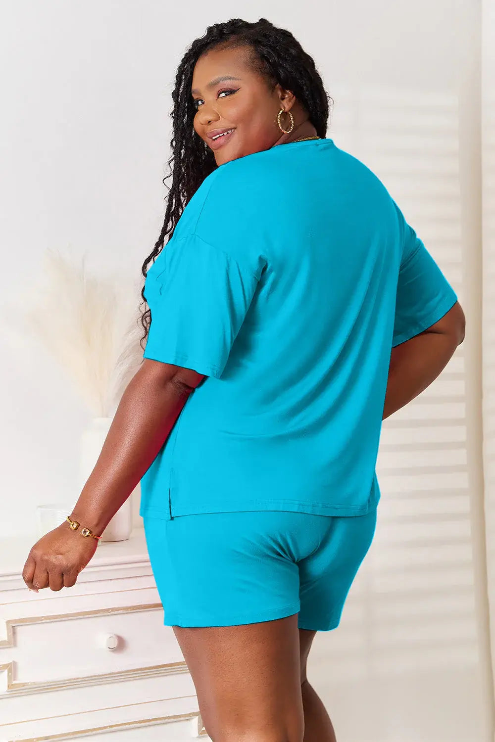 Basic Bae Full Size Soft Rayon Half Sleeve Top and Shorts Set - ShopBasicbae - Flyclothing LLC