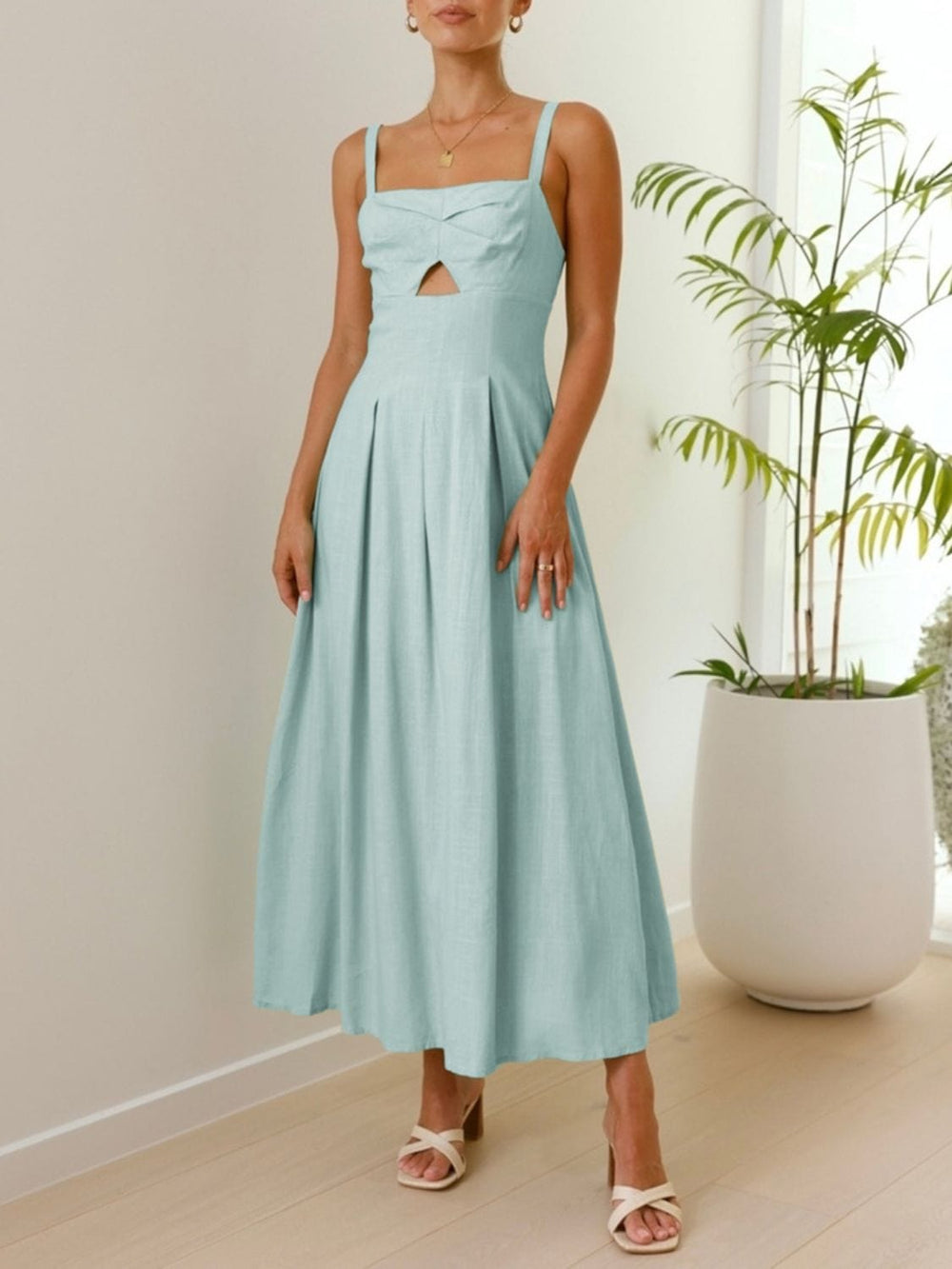 Devine Cutout Square Neck Cami Dress - Trendsi