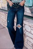 Distressed Wide Leg Jeans with Pockets - Trendsi