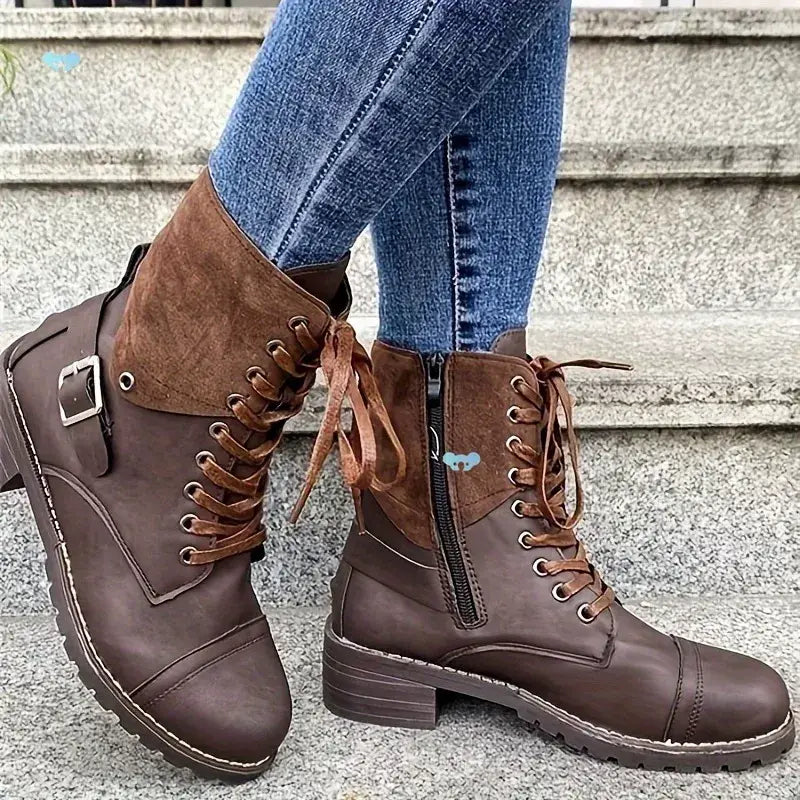 Lace-Up Block Heels Boots - Trendsi - Flyclothing LLC