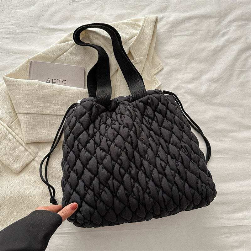 Drawstring Bubble Texture Tote Bag - Trendsi - Flyclothing LLC