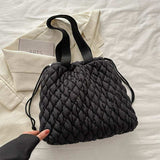 Drawstring Bubble Texture Tote Bag - Trendsi - Flyclothing LLC