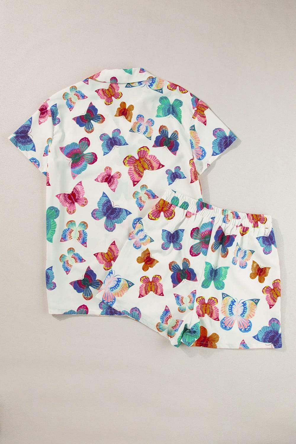 Butterfly Half Sleeve Top and Shorts Set - Trendsi - Flyclothing LLC