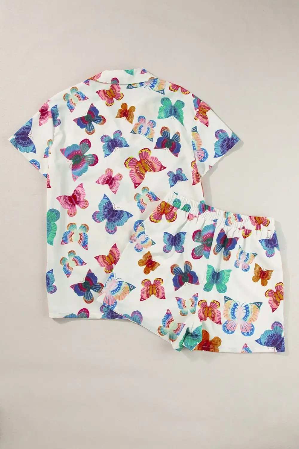 Butterfly Half Sleeve Top and Shorts Set - Trendsi - Flyclothing LLC