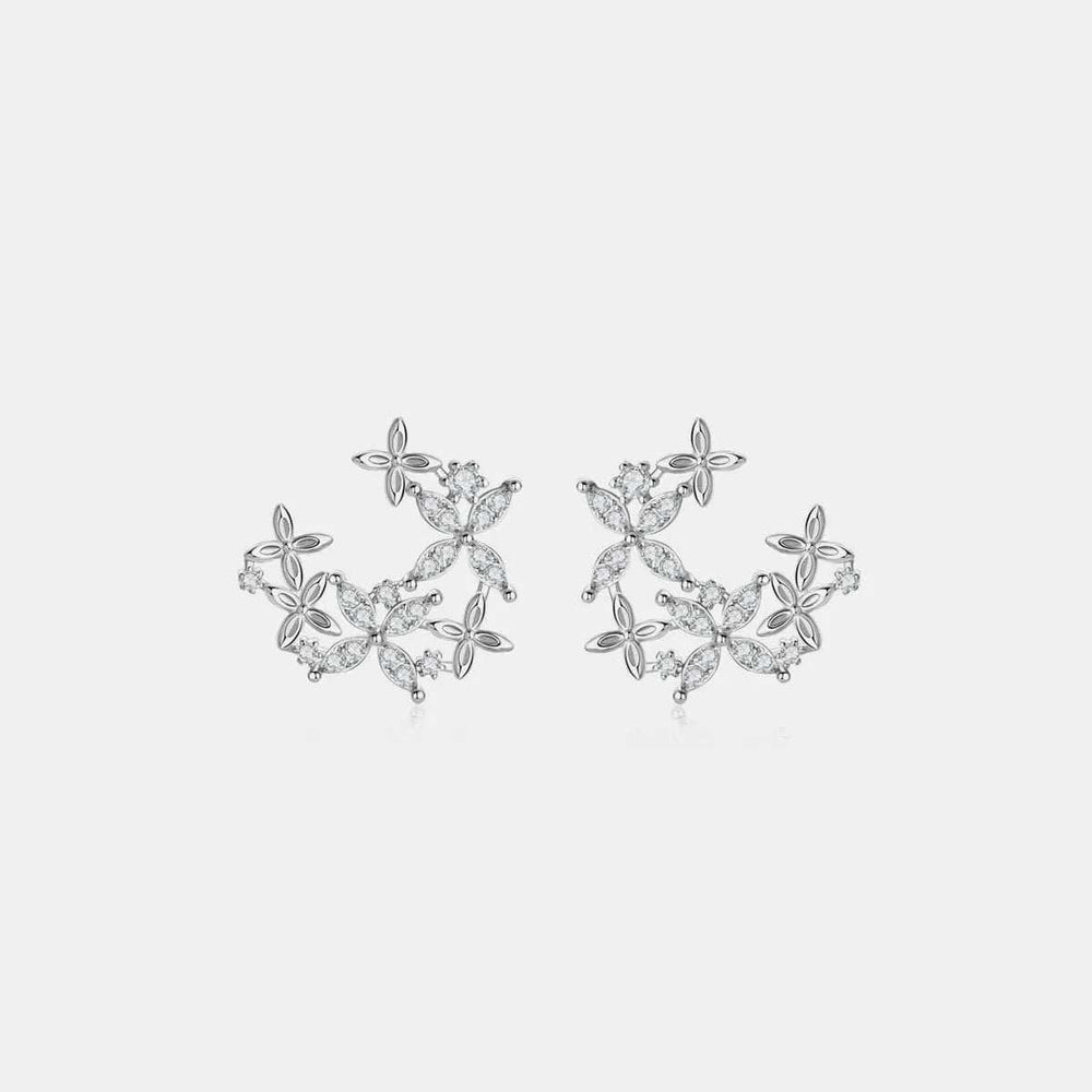 925 Sterling Silver Moissanite Lucky Clover Earrings - Trendsi - Flyclothing LLC