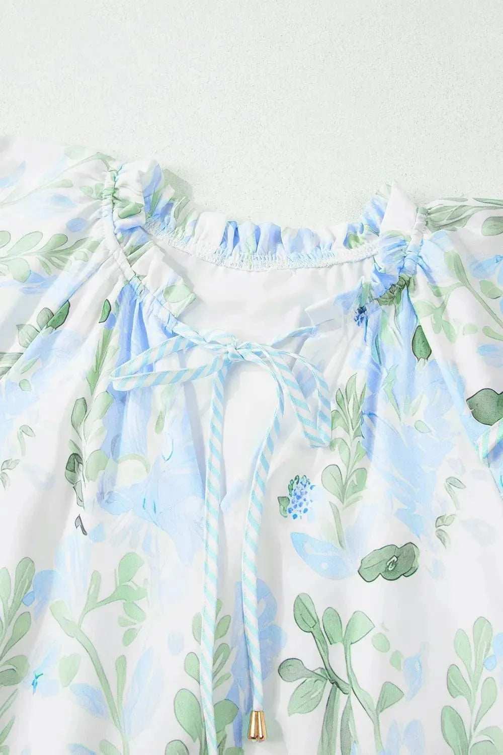 Floral Contrast Edge Layered Short Sleeve Mini Dress - Trendsi - Flyclothing LLC