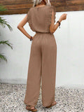 Lace Trim Round Neck Top and Pants Set - Trendsi - Flyclothing LLC