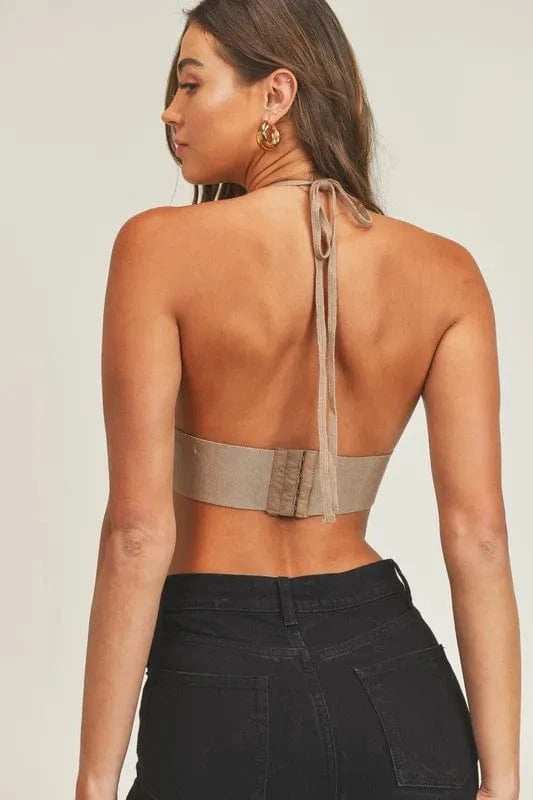 MABLE Long Sleeve Crop Sweater Top and Inner Bra Set - Trendsi - Flyclothing LLC