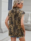 Leopard Buttton Up Denim Vest - Trendsi