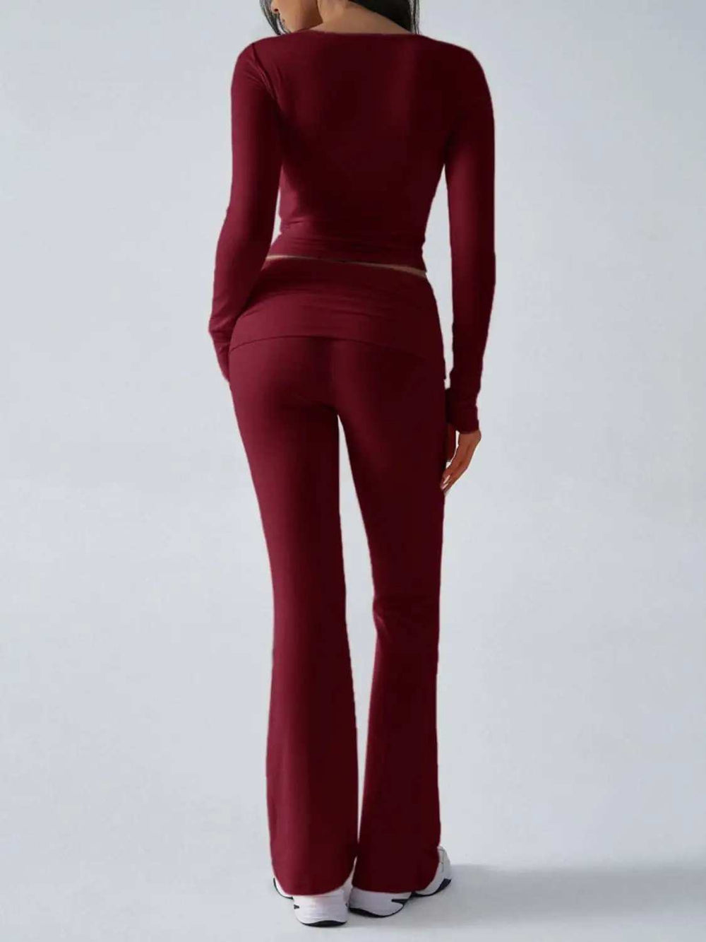 Devine Ruched Long Sleeve Top and Pants Set - Trendsi - Flyclothing LLC