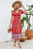 Printed Surplice Short Sleeve Dress - Trendsi - Flyclothing LLC