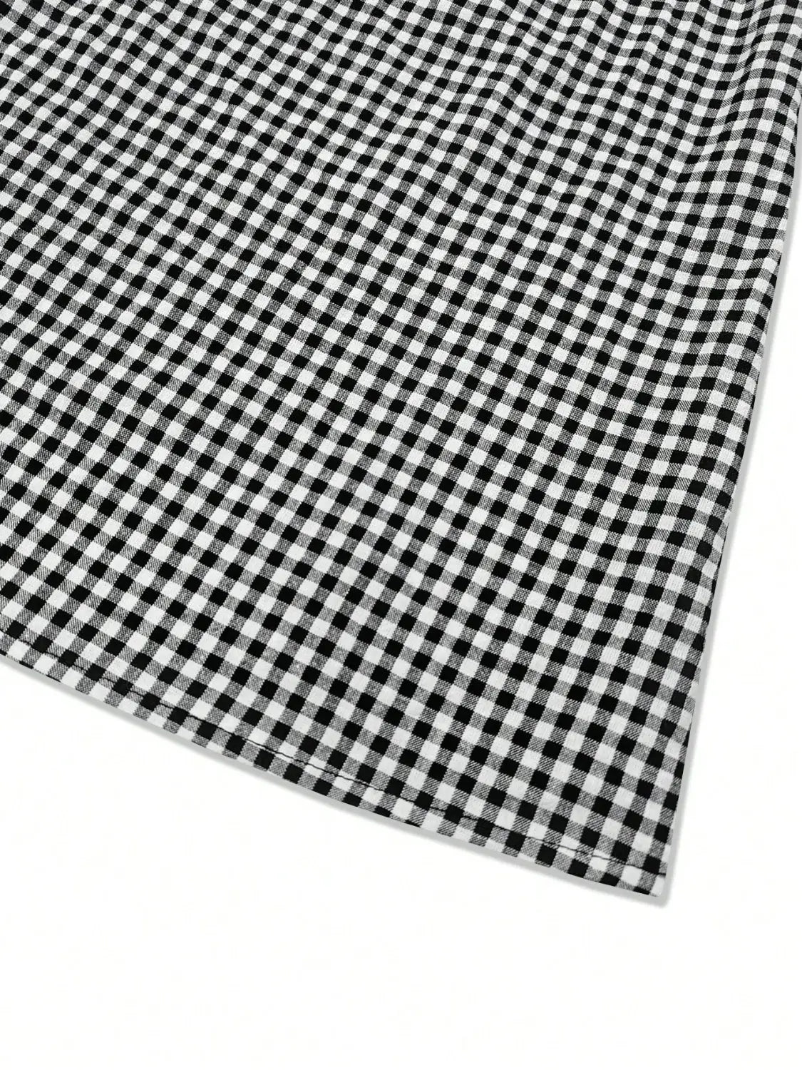 Smocked Plaid Round Neck Layered Short Sleeve Blouse - Trendsi - Flyclothing LLC
