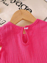 Children's Ruffle Trim Bowknot Top & Shorts Set - Trendsi - Flyclothing LLC