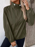 Pocketed Zip Up Long Sleeve Jacket - Trendsi - Flyclothing LLC