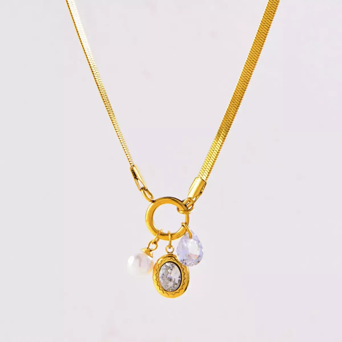 18K Gold-Plated Herringbone Chain Necklace - Trendsi - Flyclothing LLC