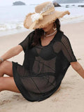 Hollow Out Collared Neck Cover-Up - Trendsi - Flyclothing LLC