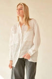 Davi & Dani Crinkled Jacquard Button Down Shirt - Trendsi