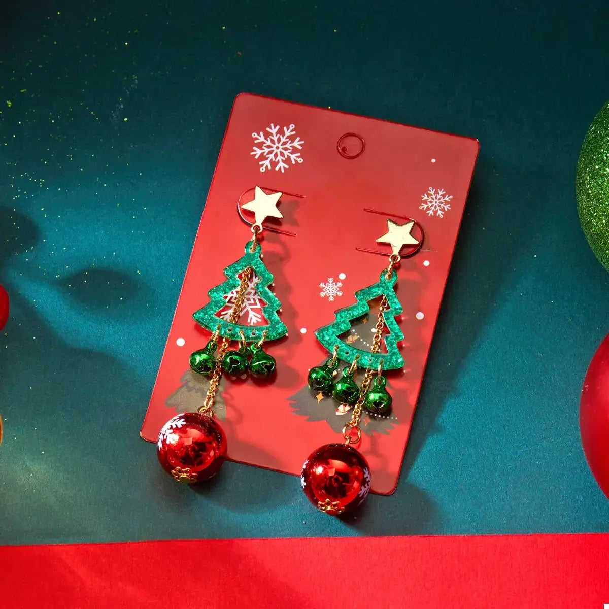 Christmas Tree Ball Drop Earrings - Trendsi - Flyclothing LLC