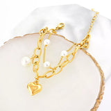 18K Gold-Plated Heart Charm Bracelet - Trendsi - Flyclothing LLC
