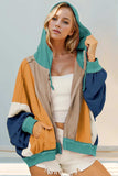 Double Take Full Size Color Block Zip Up Hoodie - Trendsi - Flyclothing LLC