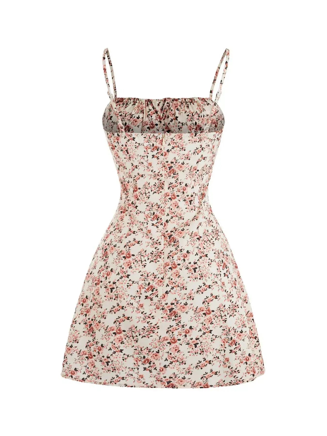 Floral Print Tie Strap Mini Dress - Trendsi - Flyclothing LLC