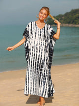 Tie-Dye V-Neck Half Sleeve Cover-Up - Trendsi - Flyclothing LLC