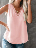 Lace Detail V-Neck Tank - Trendsi - Flyclothing LLC
