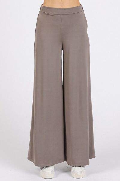 Mittoshop Yoga Air Stretch Elastic Waist Wide Leg Pants - Trendsi - Flyclothing LLC