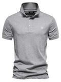 Men's Embroidered Collared Short Sleeve Polo - Trendsi - Flyclothing LLC