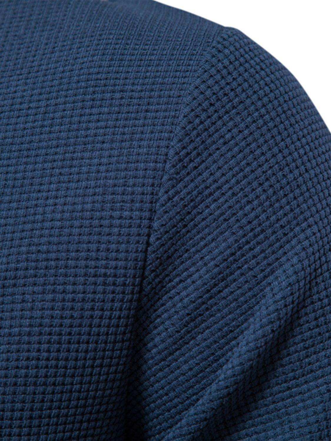 Men's Waffle-Knit Round Neck T-Shirt - Trendsi - Flyclothing LLC