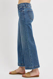 RISEN Full Size High Rise Crop Wide Leg Front Yoke Detail Jeans Plus Size - Trendsi