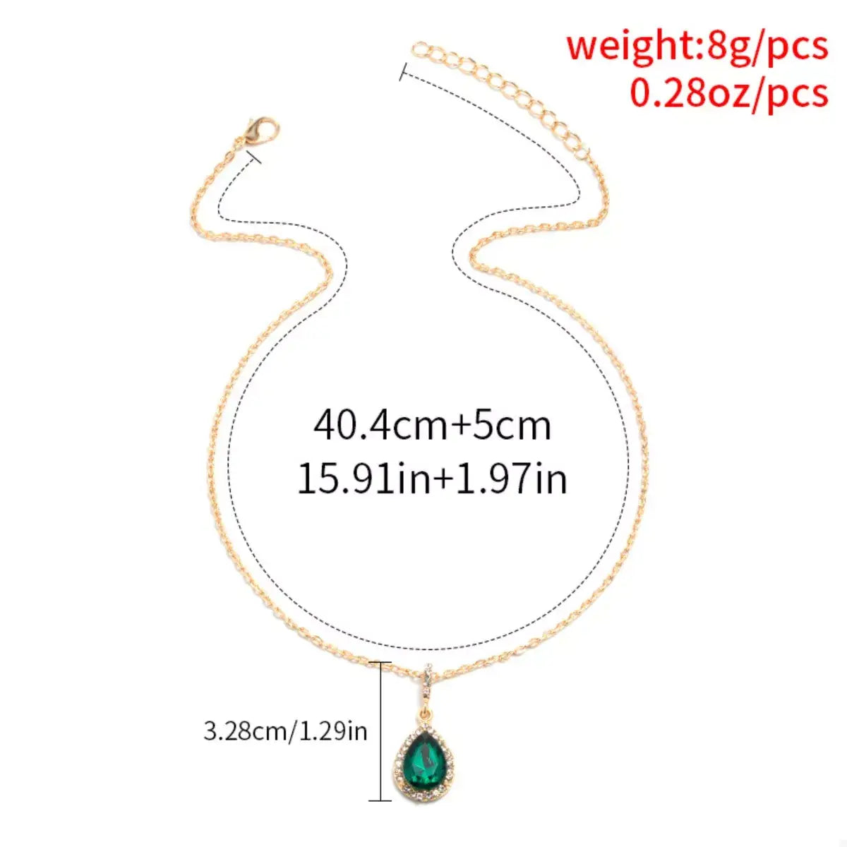 18K Gold-Plated Teardrop Pendant Necklace - Trendsi - Flyclothing LLC