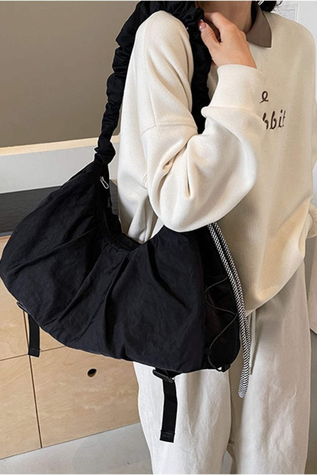 Drawstring Strap Ruched Crossbody Bag - Trendsi - Flyclothing LLC