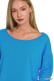 Zenana French Terry Boatneck Crop Top - Trendsi - Flyclothing LLC