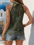 Lace Tied Mock Neck Tank - Trendsi - Flyclothing LLC